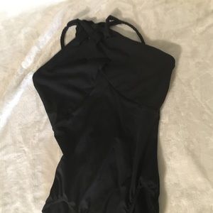 High neck low back Mirella leotard black